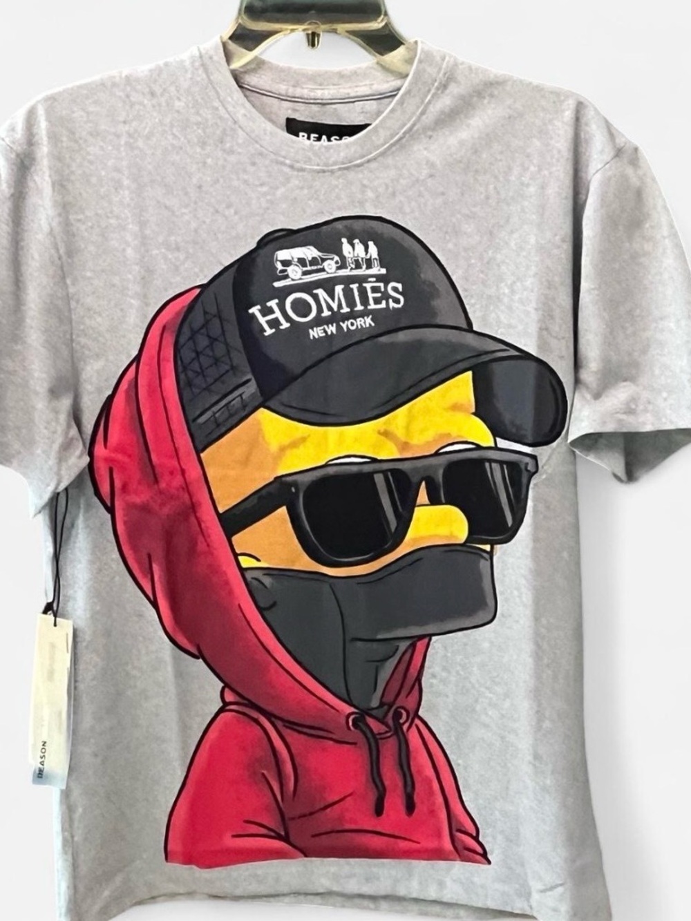 Reason Clothing Mens Medium Homies New York Bart Simpson Gray Graphic Tee NWT